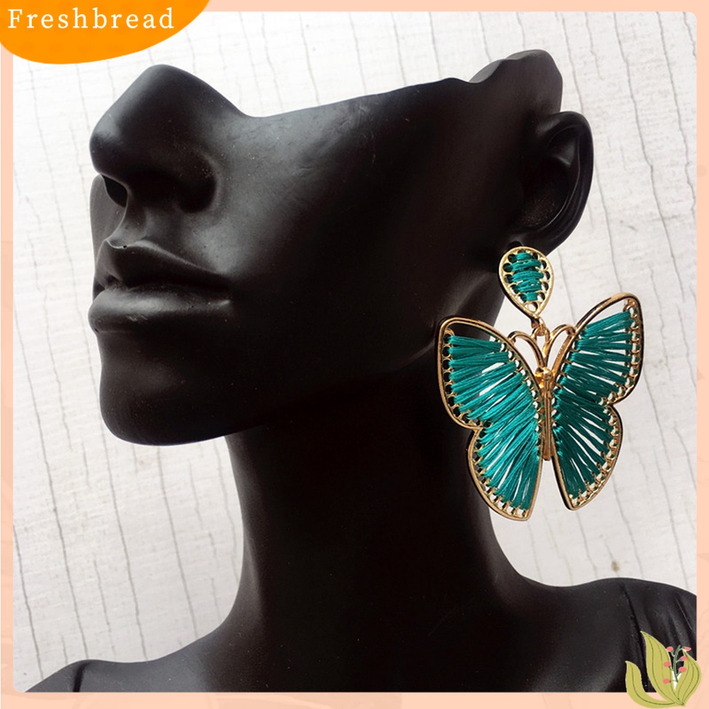 &lt; Freshbread &gt; 1pasang Drop Earring Indah Elegan Gaya Boho Warna-Warni Desain Kupu-Kupu Anting Wanita Untuk Pacaran