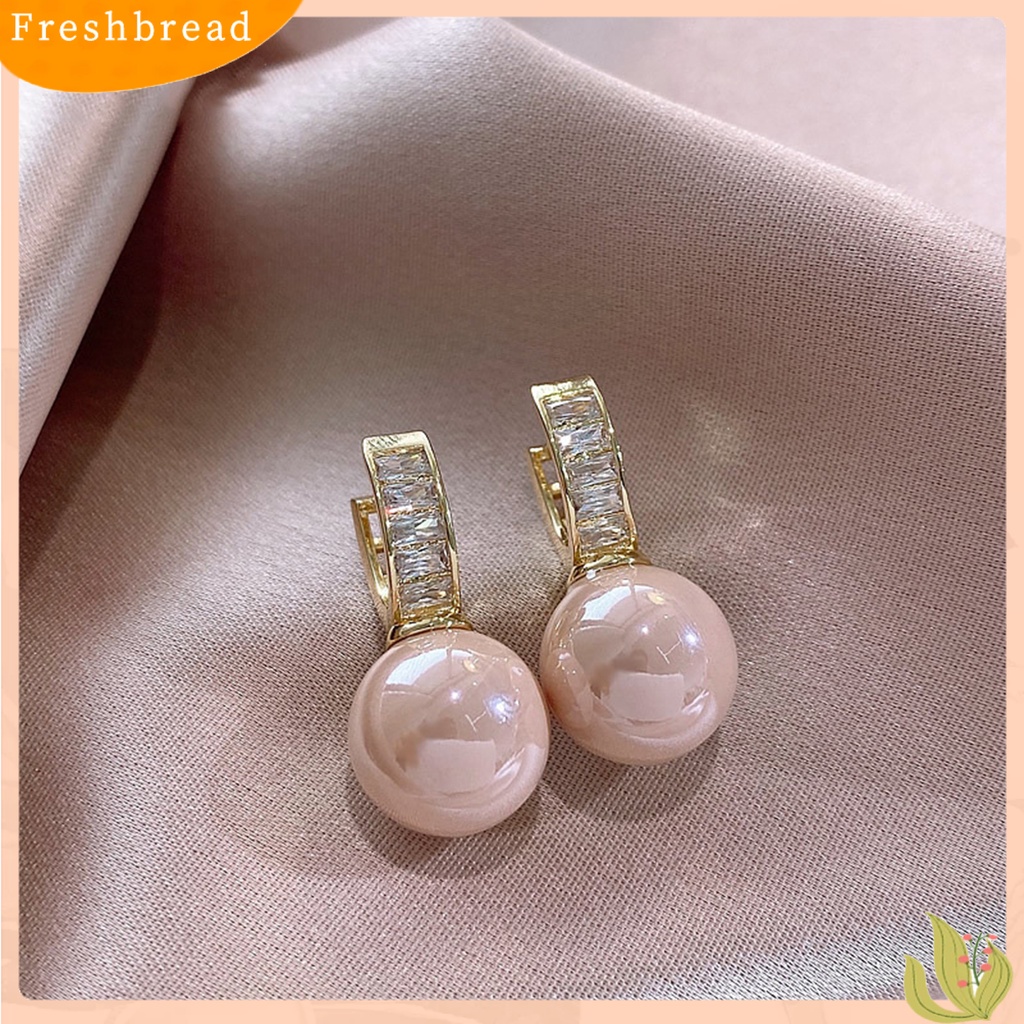 &lt; Freshbread &gt; 1pasang Drop Earrings Gaya Perancis Retro Berongga Bentuk U Elegan High Gloss Mutiara Imitasi Wanita Earrings Fashion Jewelry