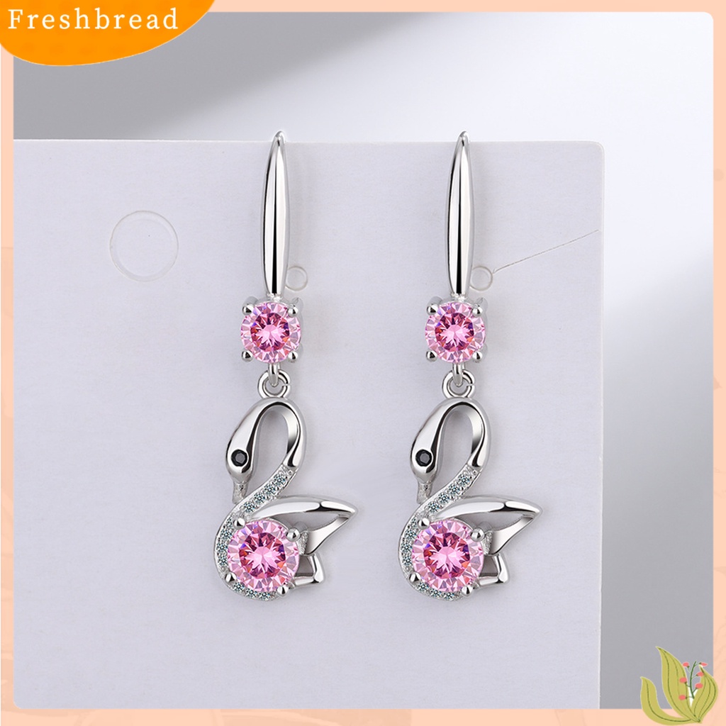 &lt; Freshbread &gt; 1pasang Anting Kait Mata Hitam Perhiasan Hewan Gaya Korea Cubic Zirconia Drop Earrings Untuk Pesta Pernikahan