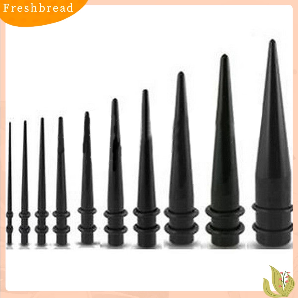 &lt; Freshbread &gt; Hitam Lurus Akrilik Bentuk Kerucut Telinga Expander Stretcher Taper Plug Device Device