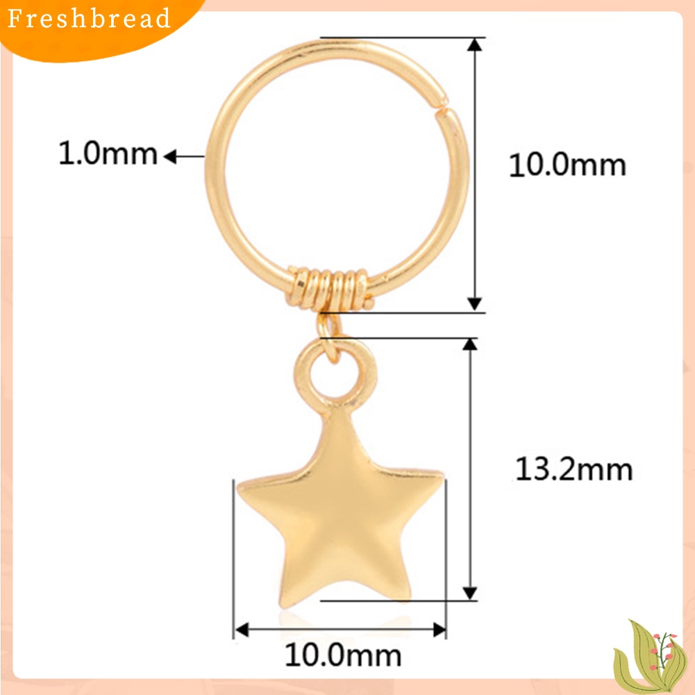 &lt; Freshbread &gt; 1pc Cincin Lady Tembaga Alloy Bintang Liontin Tulang Rawan Hoop Piercing Telinga Atas Stud