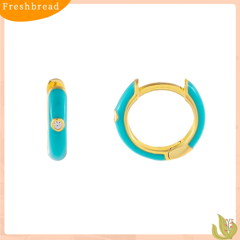 &lt; Freshbread &gt; 1pasang Paduan Anting Perhiasan Indah Cubic Zirconia Bulat Hoop Wanita Anting Perhiasan Aksesori