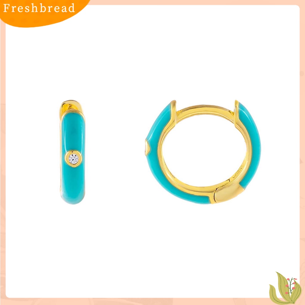 &lt; Freshbread &gt; 1pasang Paduan Anting Perhiasan Indah Cubic Zirconia Bulat Hoop Wanita Anting Perhiasan Aksesori