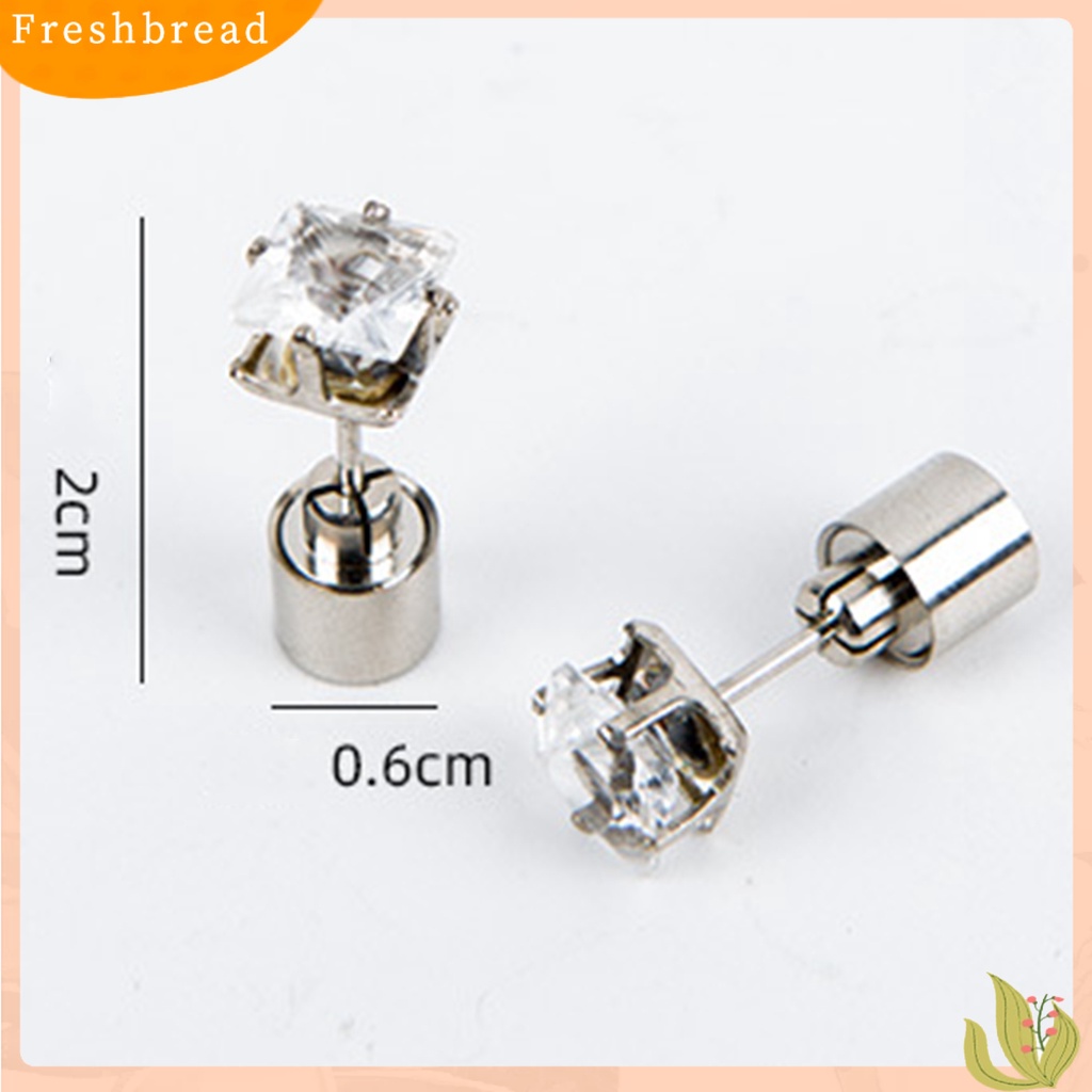 < Freshbread > 1Pc Anting Tusuk Wanita Cubic Zirconia LED Female Square Luminous Stud Earrings Untuk Pesta