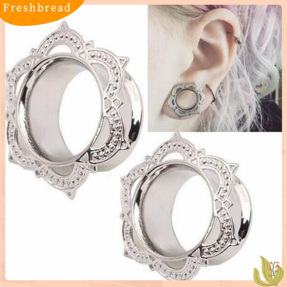 &lt; Freshbread &gt; 1Pc Unisex Bunga Lotus Ear Plug Double Flare Gauge Expander Piercing Perhiasan