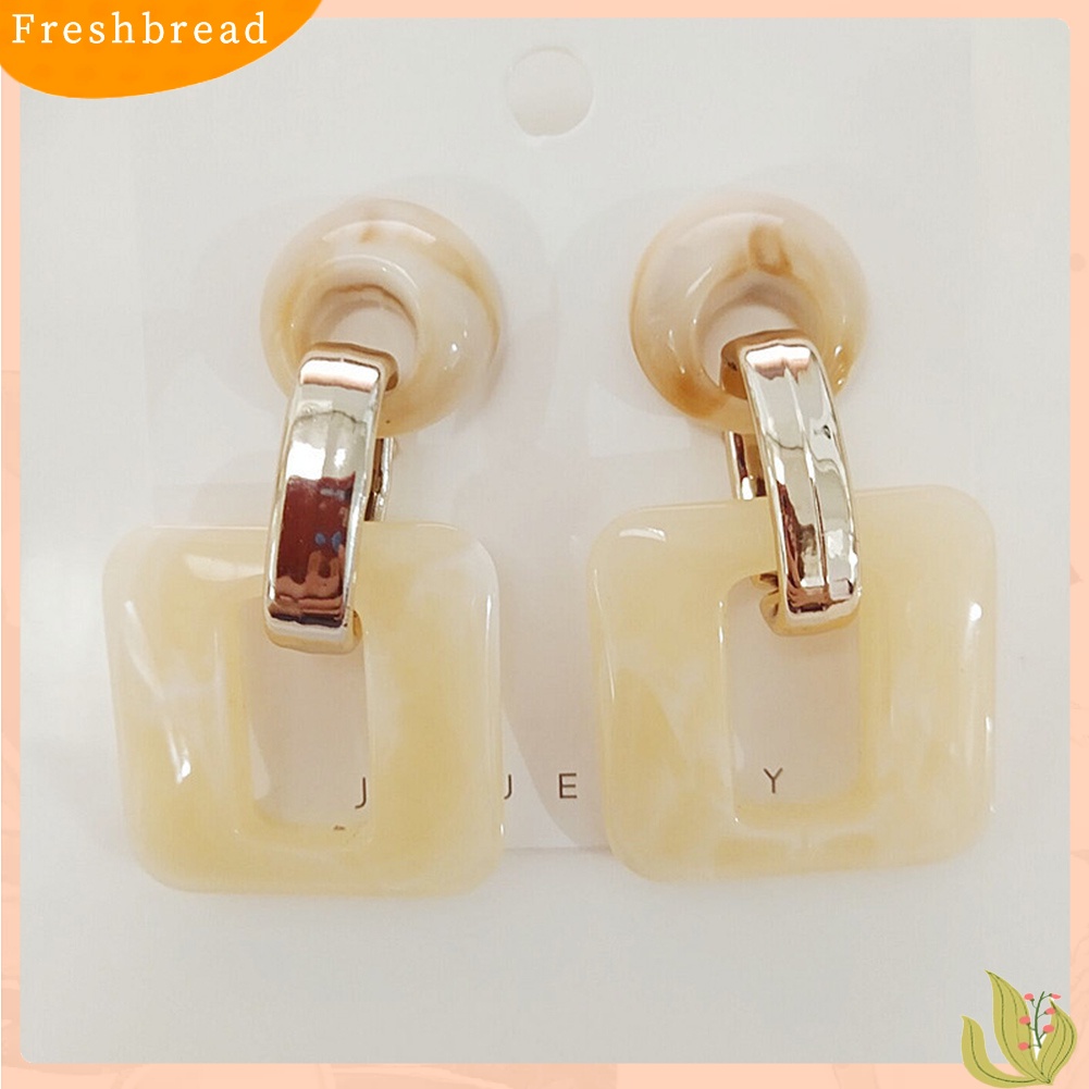 &lt; Freshbread &gt; Boho Wanita Bulat Kotak Berongga Geometris Menjuntai Telinga Stud Anting Perhiasan Hadiah