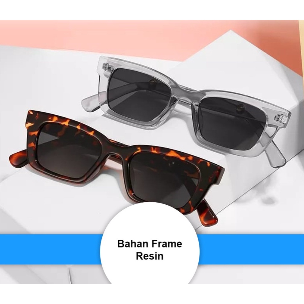 MCC Kacamata Hitam Persegi PanjangKacamata Retro Vintage Kacamata Hitam Swag Fashion Trendy