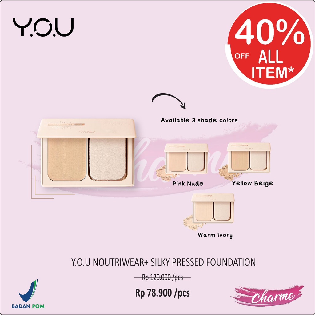 (READY &amp; ORI) Y.O.U YOU NOUTRIWEAR+ SILKY PRESSED FOUNDATION SPF 25 PA++  BPOM