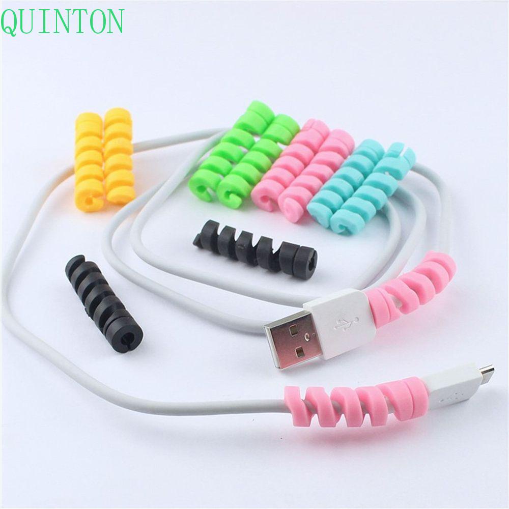 Quinton10pcs / Set Winder Organizer Proteksi Kabel Data / Earphone Multi Warna