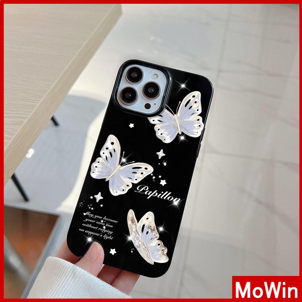 For iPhone 14 Pro Max iPhone Case Black Glossy TPU Soft Case Shockproof Protection Camera Cute Shiny Butterfly Compatible with iPhone 13 Pro max 12 Pro Max 11 xr xs max 7Plus 8Plus