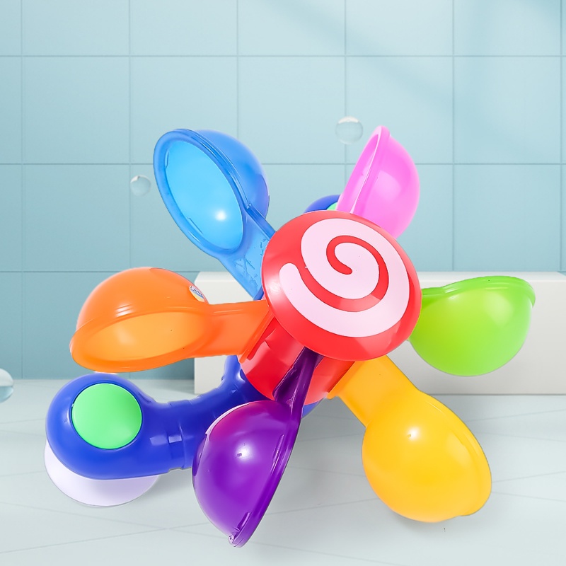 1pc Warna Random Bathtub Suction Cup ABS Kincir Angin Kecil/Mainan Mandi Kincir Air Berputar Menyenangkan/Alat Peraga Permainan Shower Anak-Anak Kreatif
