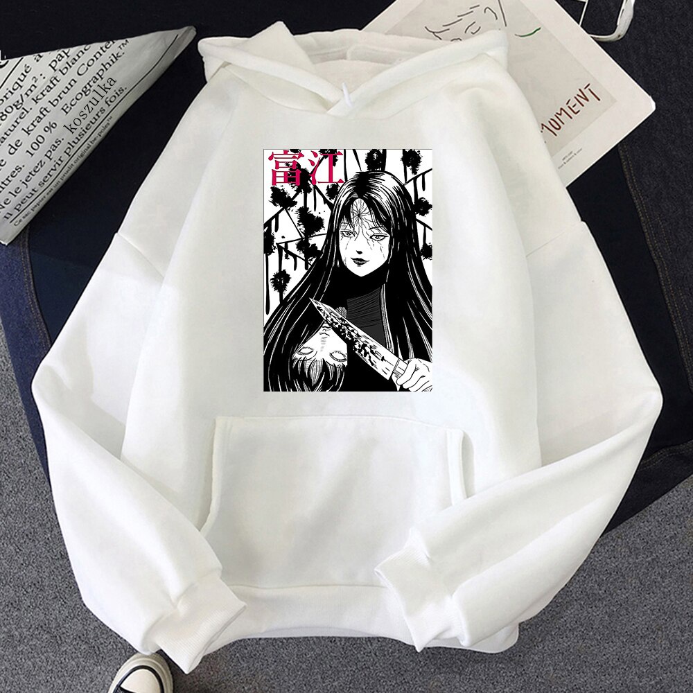 Junji Ito Horor Anime Hoodie Musim Dingin Pakaian Wanita 2022 Manga Kucing