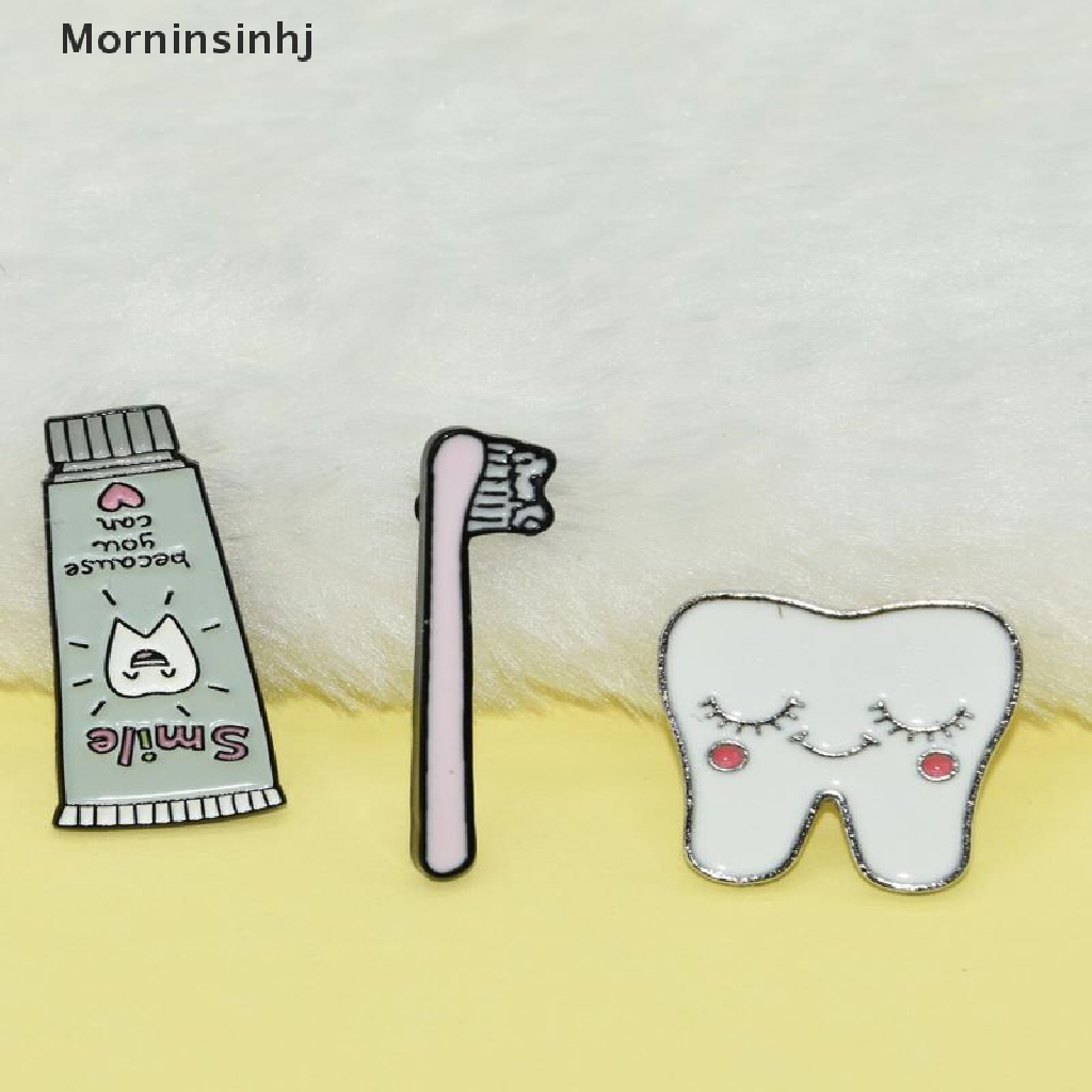 Mornin Kreatif Melindungi Gigi Bros Kartun Indah Sikat Gigi Gigi Enamel Pin Kerah Lencana Aksesoris Dentis Dokter Perhiasan Hadiah id