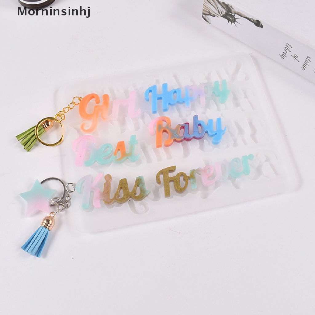 Mornin DIY Kristal Epoxy Resin Kata Alfabet Inggris Berkah Gantungan Kunci Liontin Cetakan Silikon Handmade Dekorasi Membuat Perhiasan id