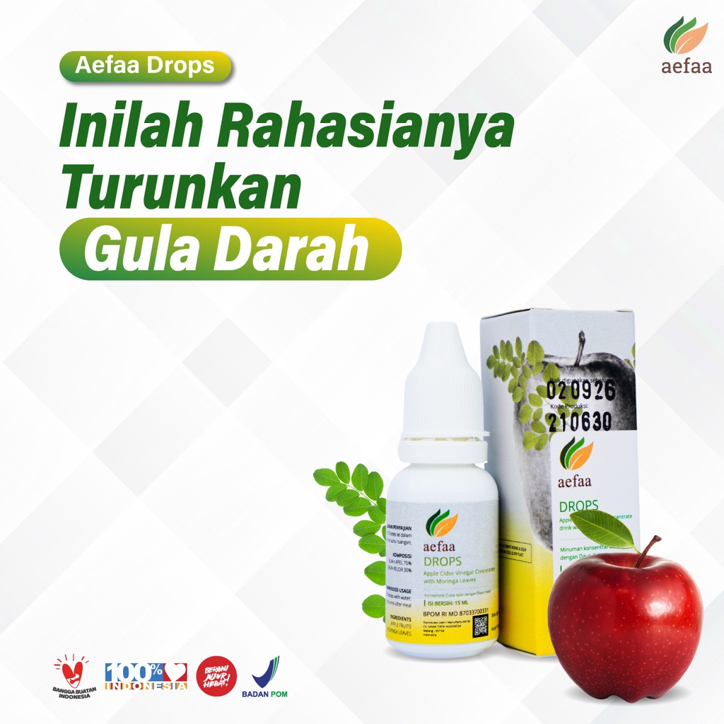 Aefaa Drops Cuka Apel Moringa Obat Herbal Diabetes Gula Darah