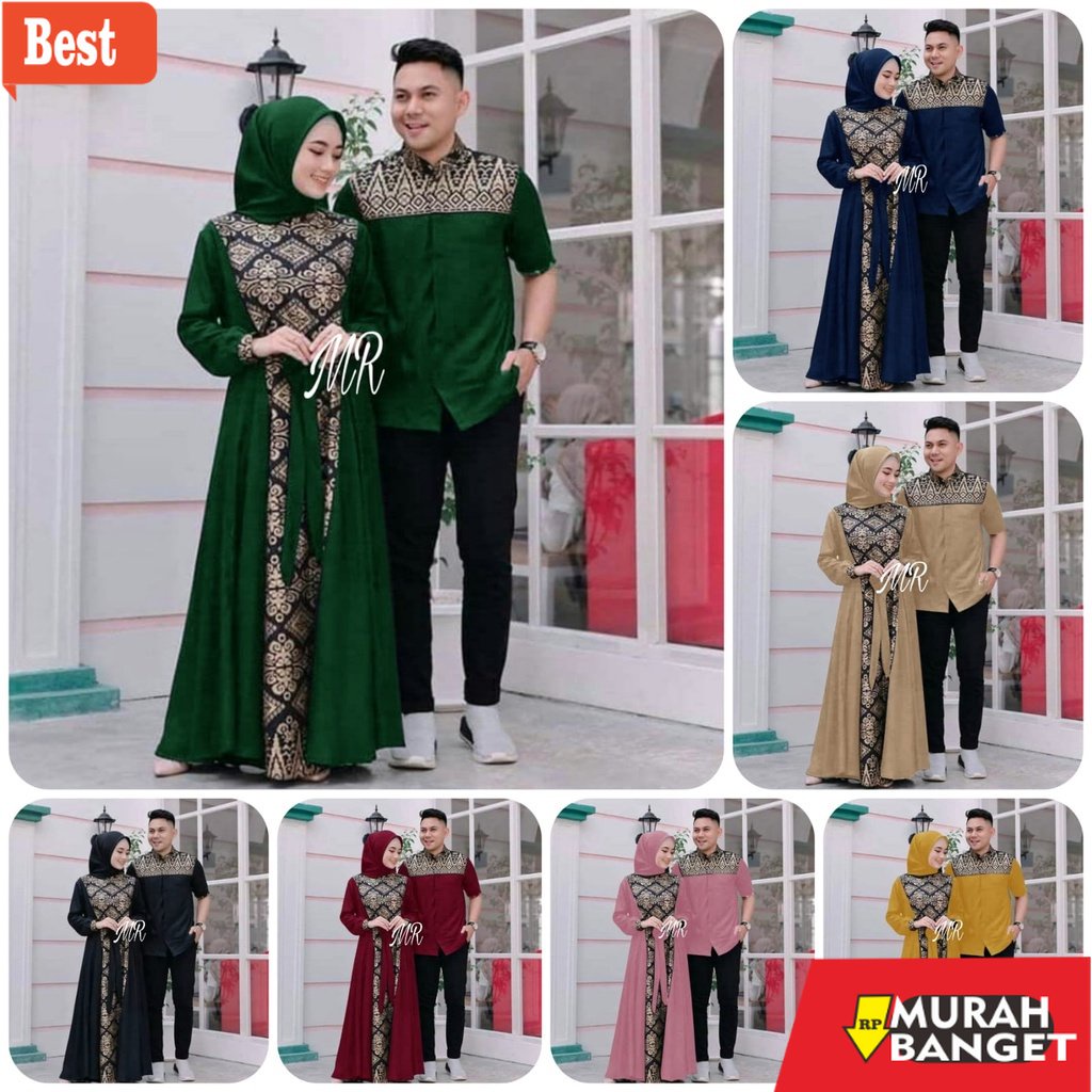 GAMIS SIZE BESAR TERBARU- SET CP IRWANSYAH BATIK JUMBO L~XXL GAMIS COUPLE BATIK PRADA BAJU SARIMBIT 