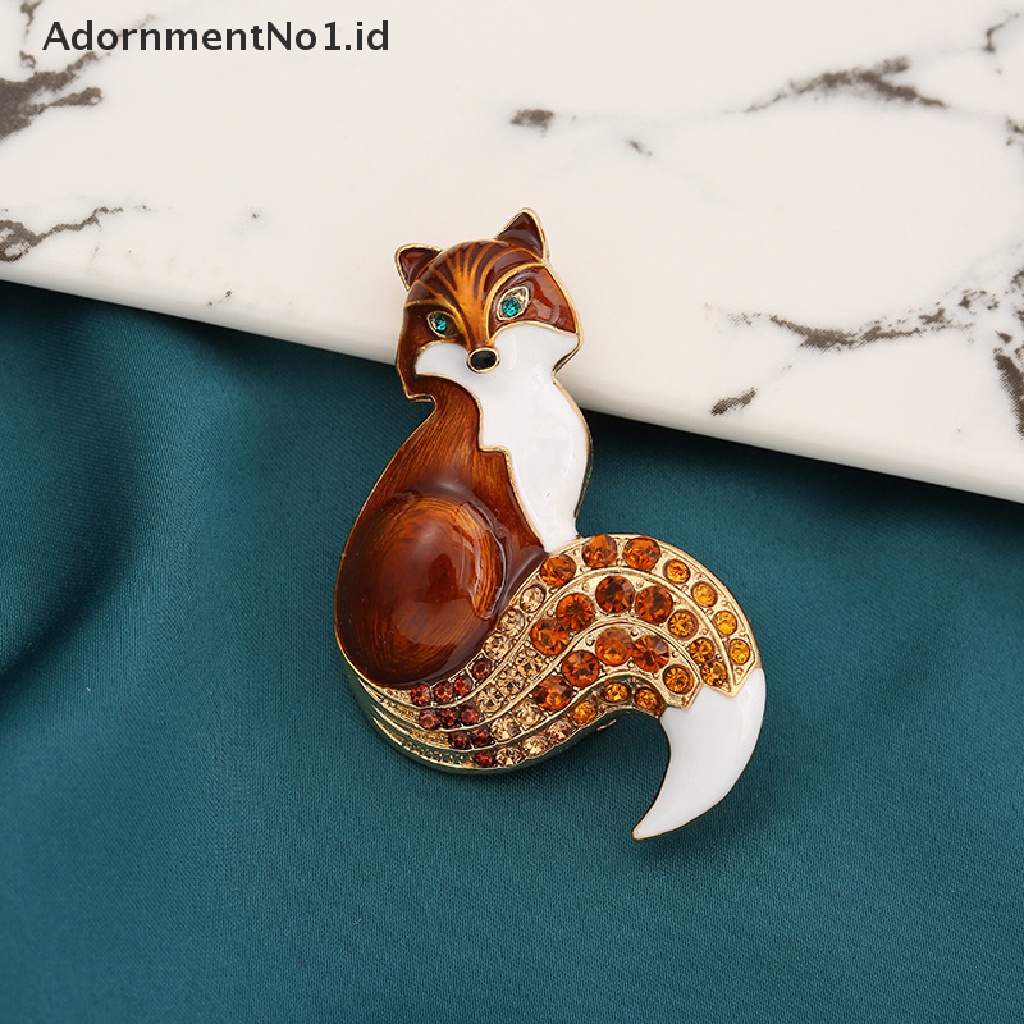 [AdornmentNo1] Vintage Berlian Imitasi Enamel Fox Bros Temperamen Kepribadian Multi-Warna Bros Logam Hewan Korsase Kerah Pin Syal Tas Pakaian Perhiasan Hadiah [ID]