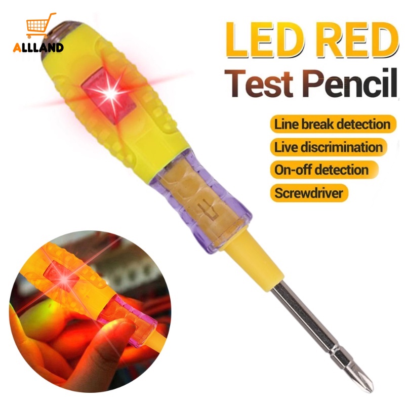 1pc Obeng Ganda Kepala Yang Dapat Diganti Test Pen Listrik/Pena Inspeksi Tegangan Dengan Lampu Indikator/Jalur Mesin Mobil Alat Ukur Kegagalan