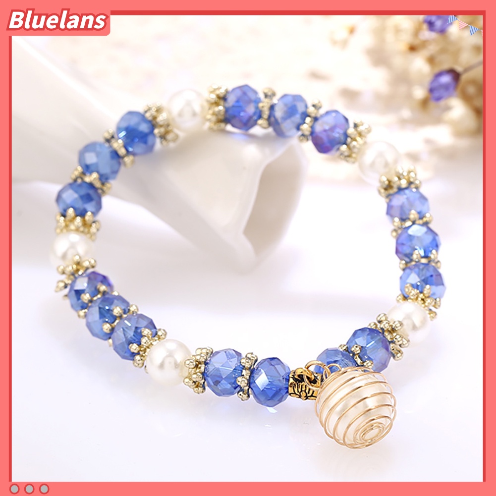 {In Stock} Wanita Manik-Manik Gelang Spiral Mutiara Imitasi Pesona Liontin Elegan Perhiasan Hadiah