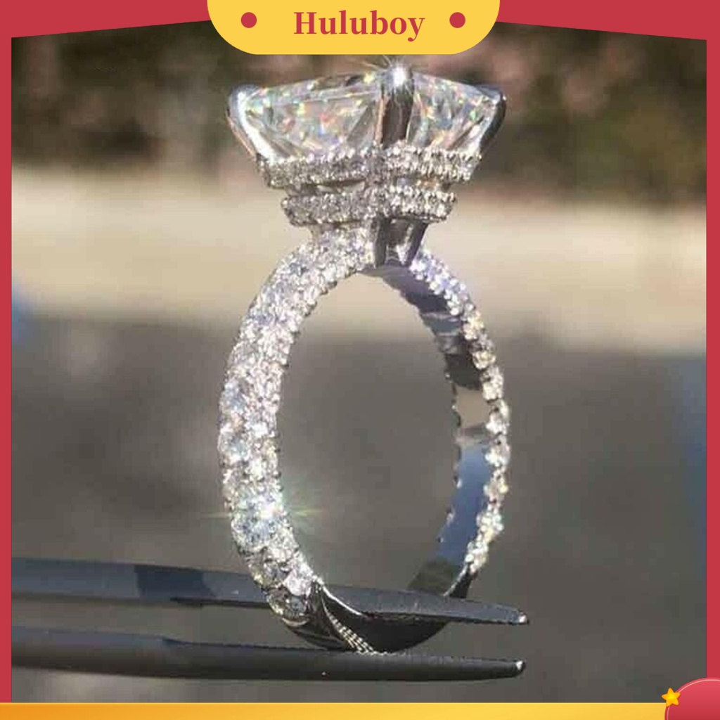 {Ready Stock} Cincin Wanita Persegi Besar Cubic Zirconia Perhiasan Fashion Penampilan Indah Jari Cincin Untuk Pernikahan