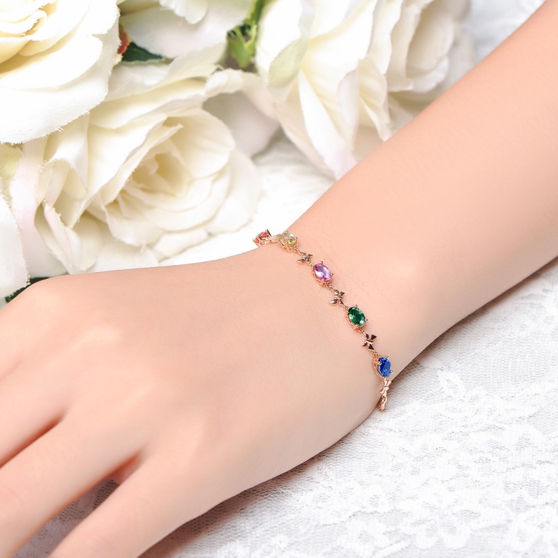 Goldkingdom Aksesoris Perhiasan Fashion Ready Stock 3.3 Carat Color Sapphire Bracelet Gelang Safir Warna Lapis Emas