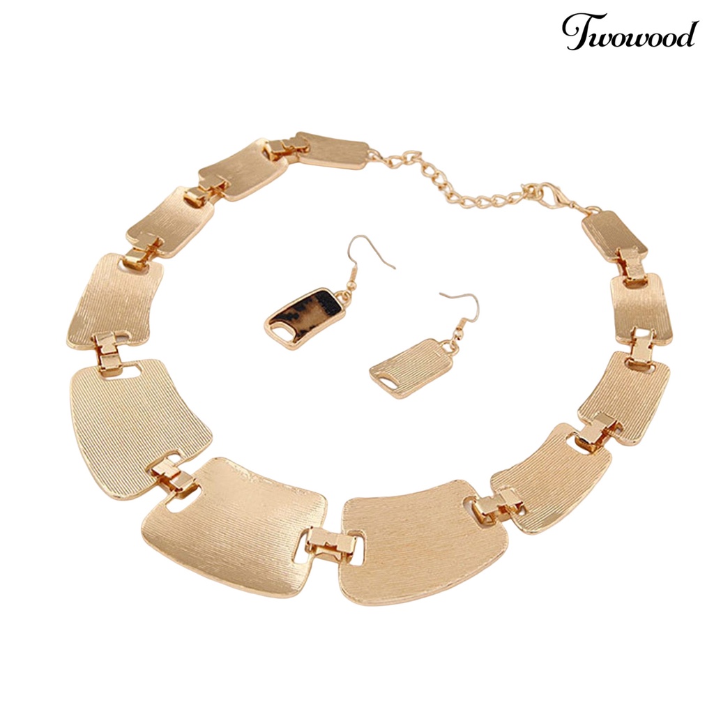 Twowood 1set Statement Kalung Berlebihan Besar Mewah Elegan Retro Leopard Wanita Kait Anting Kit Fashion Perhiasan