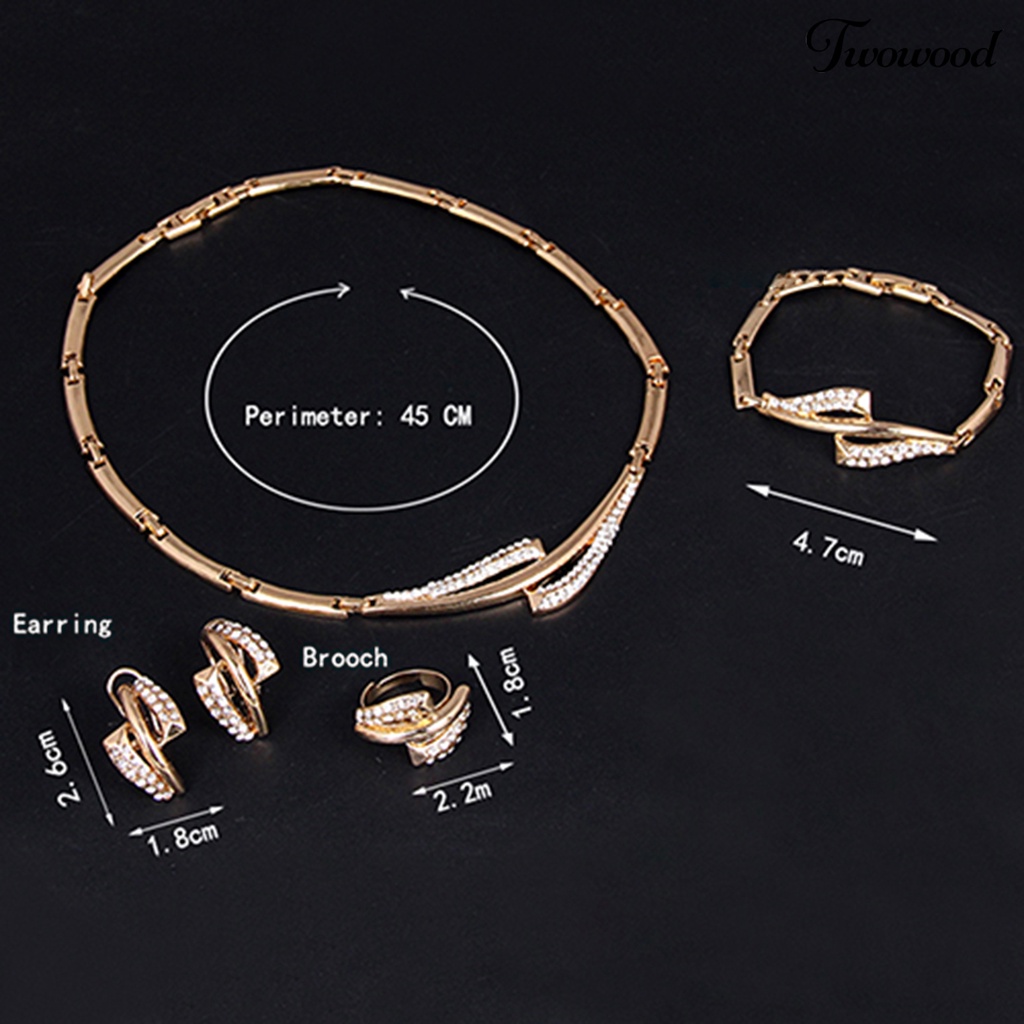 Twowood Wanita Tetesan Air Berongga Pernyataan Kerah Kalung Cincin Anting Gelang Set