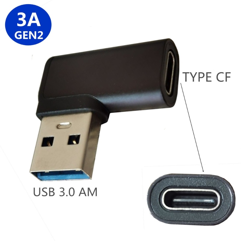 Adaptor zzz Usb3 0 Sudut Kanan 90derajat Male to Type C Female Konektor 10Gbps