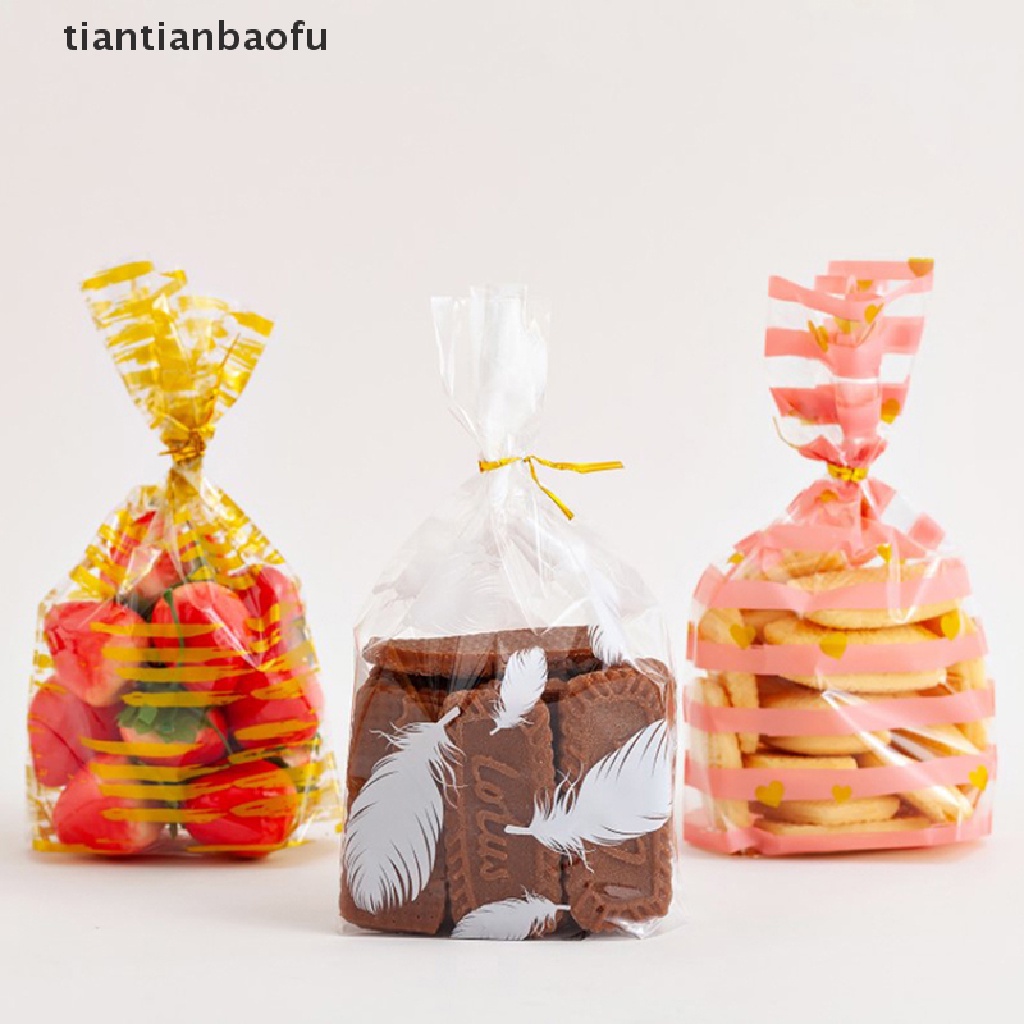 [tiantianbaofu] 100pcs Kantong Plastik Opp Bening Untuk Permen Lolipop Kue Kering Paket Bags Gift Bags Butik