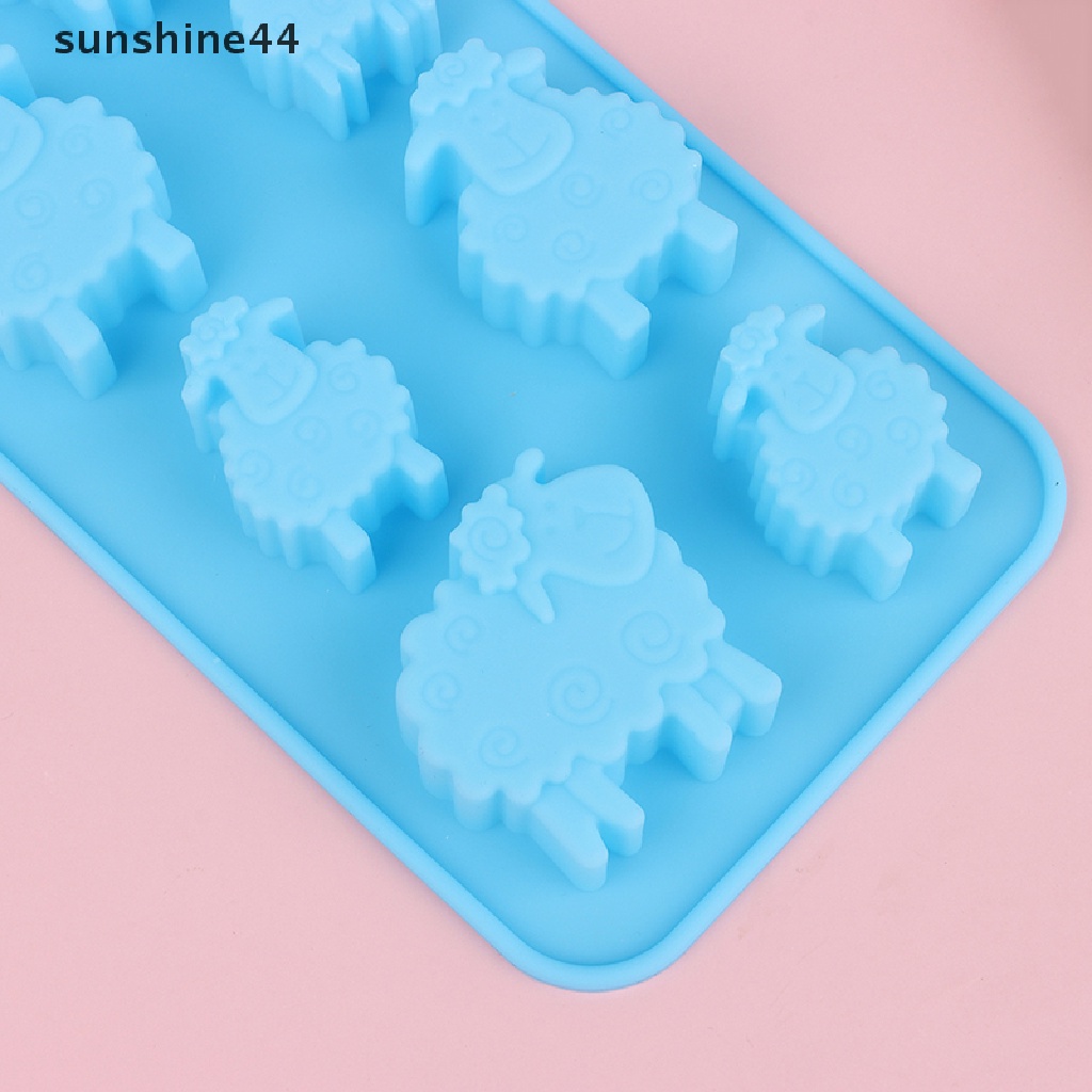 Sunshine 1Pc 8lubang EID Mubarak Ramadhan Hewan Domba Cetakan Silikon DIY Alat Baking ID