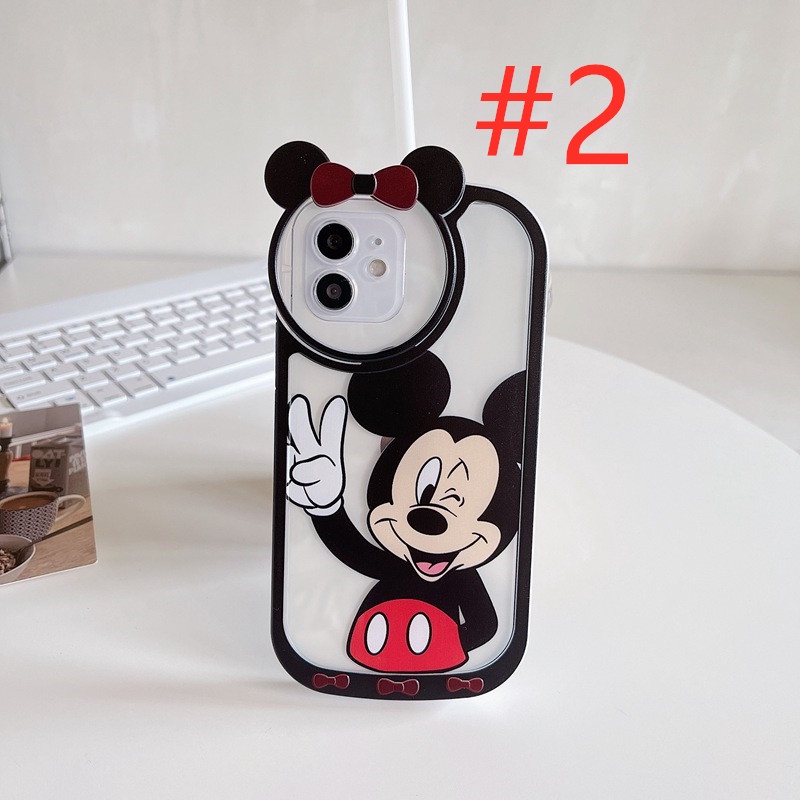 IPHONE Pelindung Kamera Lucu Mickey &amp; Minne Soft Case iP Iphone7 8 14+Plus SE 2020 X XR XS Max11 12 13 Pro Max FTD Casing Apple