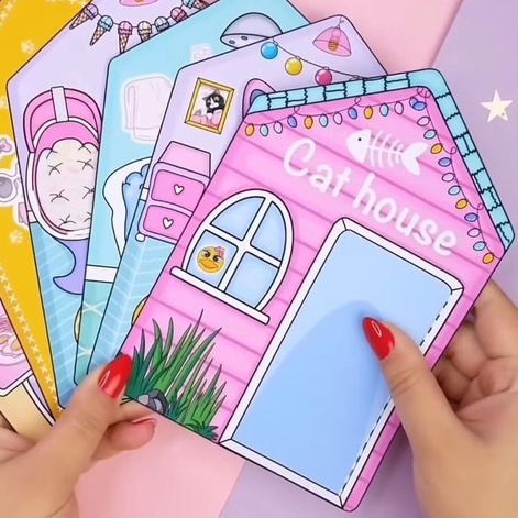 Mainan Anak Cat House Quiet Book/Paper Book/Paper Doll Termurah Best