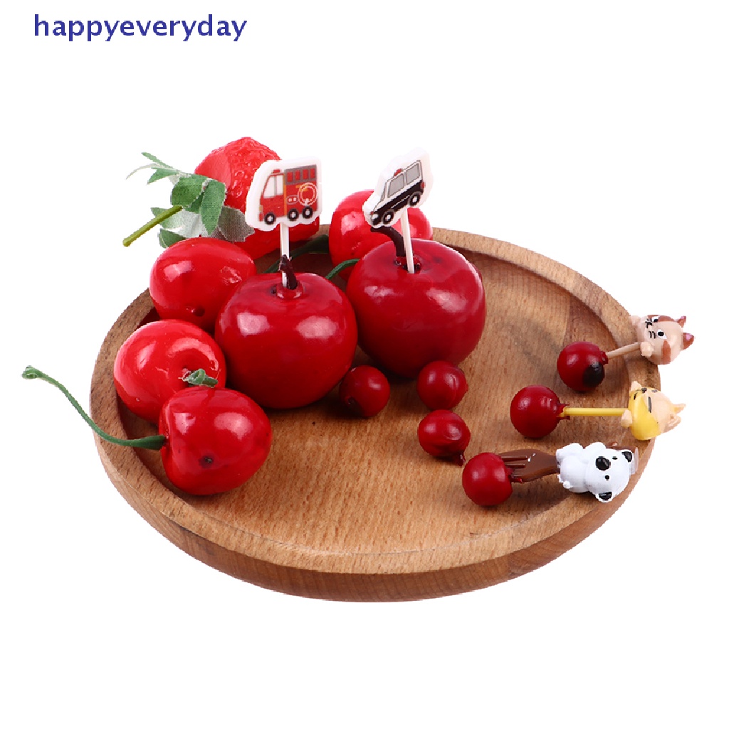 [happy] 6pcs Garpu Buah Hewan Cakar Kucing Mini Kartun Anak Snack Kue Pick Tusuk Gigi [ID]