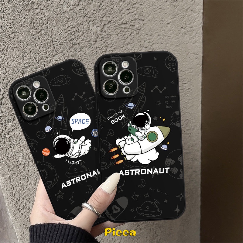 Casing Astronot Luar Angkasa NASA Realme C35 C12 C33 C20 C30 C15 8pro 10 9 9i C31 C25s C25Y 8 10 5i 6i 7 C3 5 7i C17 C21Y C21 C25 C11 8i Kartun Lovely Soft Straight Edge Case