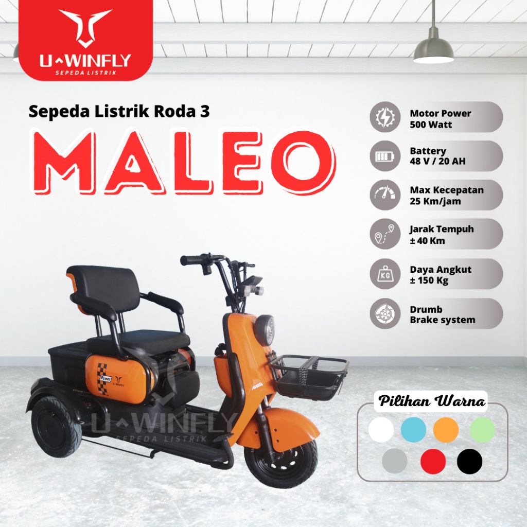 UWINFLY SEPEDA MOTOR LISTRIK RODA 3 MALEO SERIES GARANSI RESMI 10 TAHUN