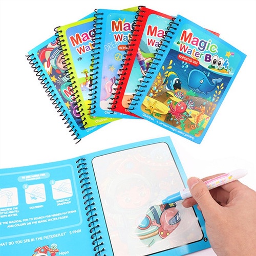 GOS -G411- Magic Water Book - Buku Mewarnai Ajaib Spidol Air - Buku Gambar Ajaib - Buku Edukasi Anak