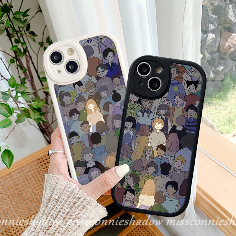 Ins Kreatif Pasangan Ponsel Case Infinix Hot10 Lite Note8 Smart 56 Hot 11 10 9 Bermain 10T 10s 11s 9 Kartun Cowok Cewek Kekasih Shockproof Lembut Tpu Cover
