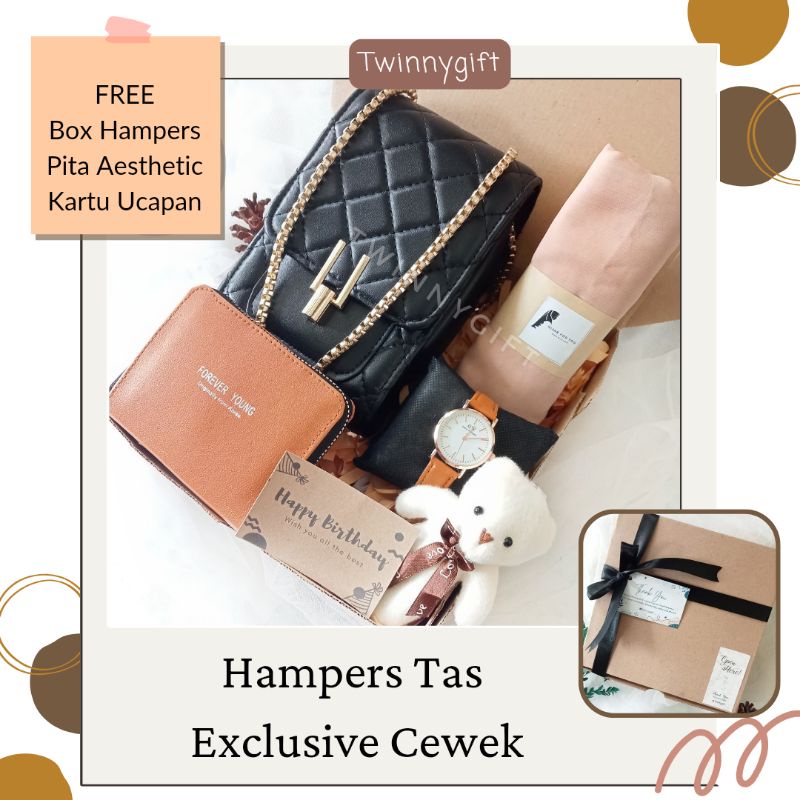

HAMPERS TAS ULANG TAHUN CEWEK/KADO CEWEK JAM TANGAN DOMPET ANNIVERSARY WISUDA