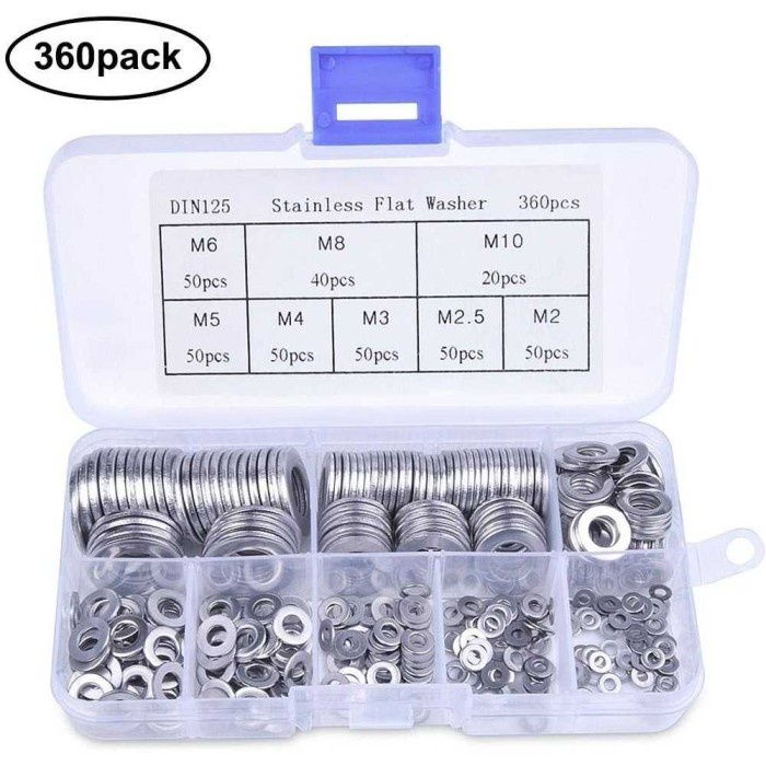 Ring Baut Oli Washer Plat Stainless Steel Complete Size 360PCS - Silver