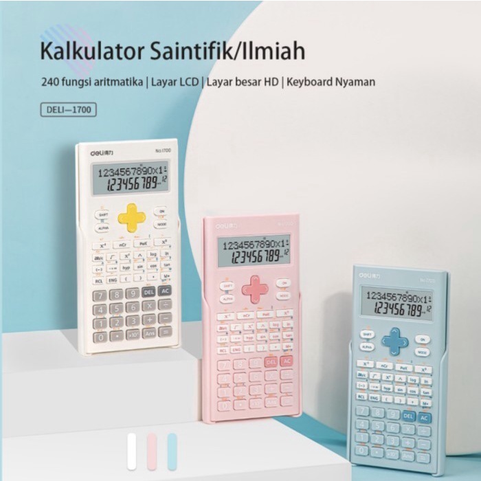 Kalkulator Scientific calculator / Sains Intergral 240 Fungsi Deli- Merah Muda