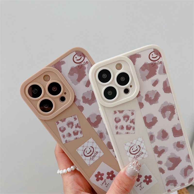 IPHONE Ins Pink Pola Leopard Silikon Lembut Perlindungan Penuh Casing Ponsel Cover Untuk Iphone7 8 PLUS X XR XS 11 12 13 14 PRO MAX