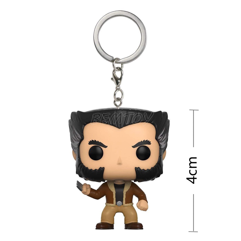 1pcs Original Box POP Wolverine Gantungan Kunci PVC X-Man Anime Minifigure Model Liontin Dekorasi Hadiah Ulang Tahun