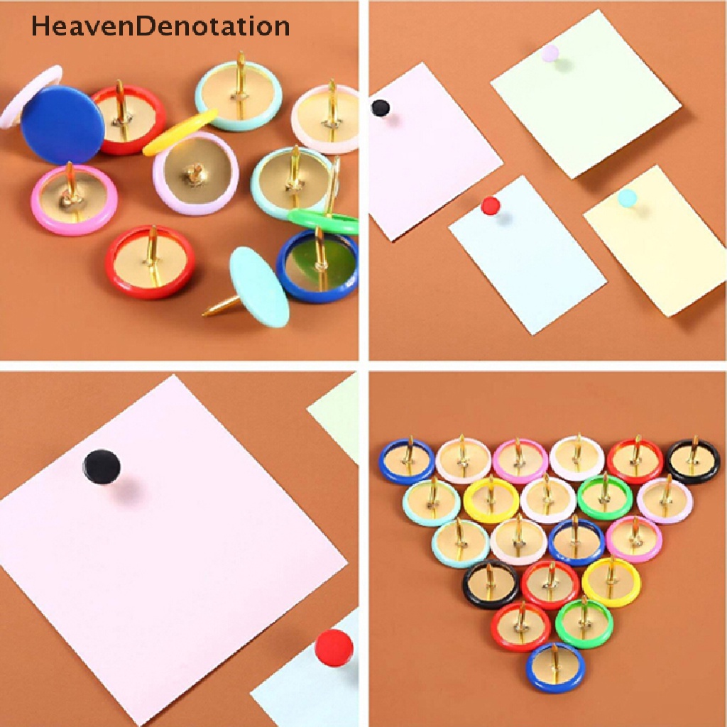 [HeavenDenotation] 100pcs Pin Dorong Bulat Papan Pengumuman Map Thumb Tacks Point Bulle Drawing  Hdv
