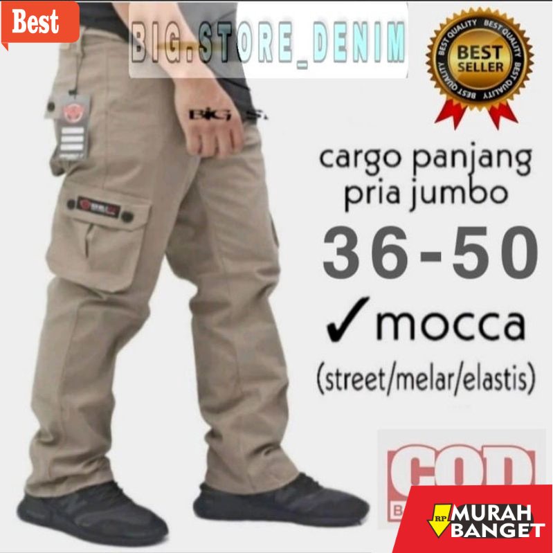Celana Kargo Terbaru- BSD - CELANA CARGO PANJANG JUMBO PRIA BIG SIZE 35 - 50 TERLARIS / CELANA CARGO