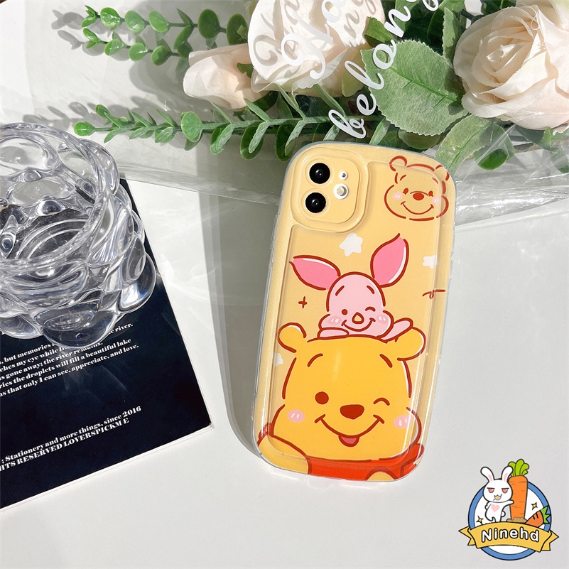 IPHONE Casing Kompatibel Untuk Iphone14 13 12 11 Pro Max X Xr Xs Max8 7 6 6s Plus SE 2020 Pooh Bear Pasangan Ponsel Case Sabun Airbag Tebal Anti-shock Silikon Soft Case Cover Pelindung