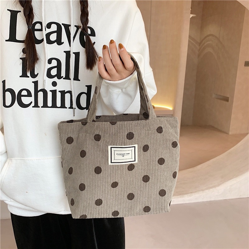 PREMIUM TOTEBAG KEEP SMILE / SMILE TAS TOTE BAG / HAND BAG KOTAK / SACHI TOP HANDLE BAG / TAS PIKNIK MOTIF POLKADOT / TAS UNIK / TAS IMPORT KOREA