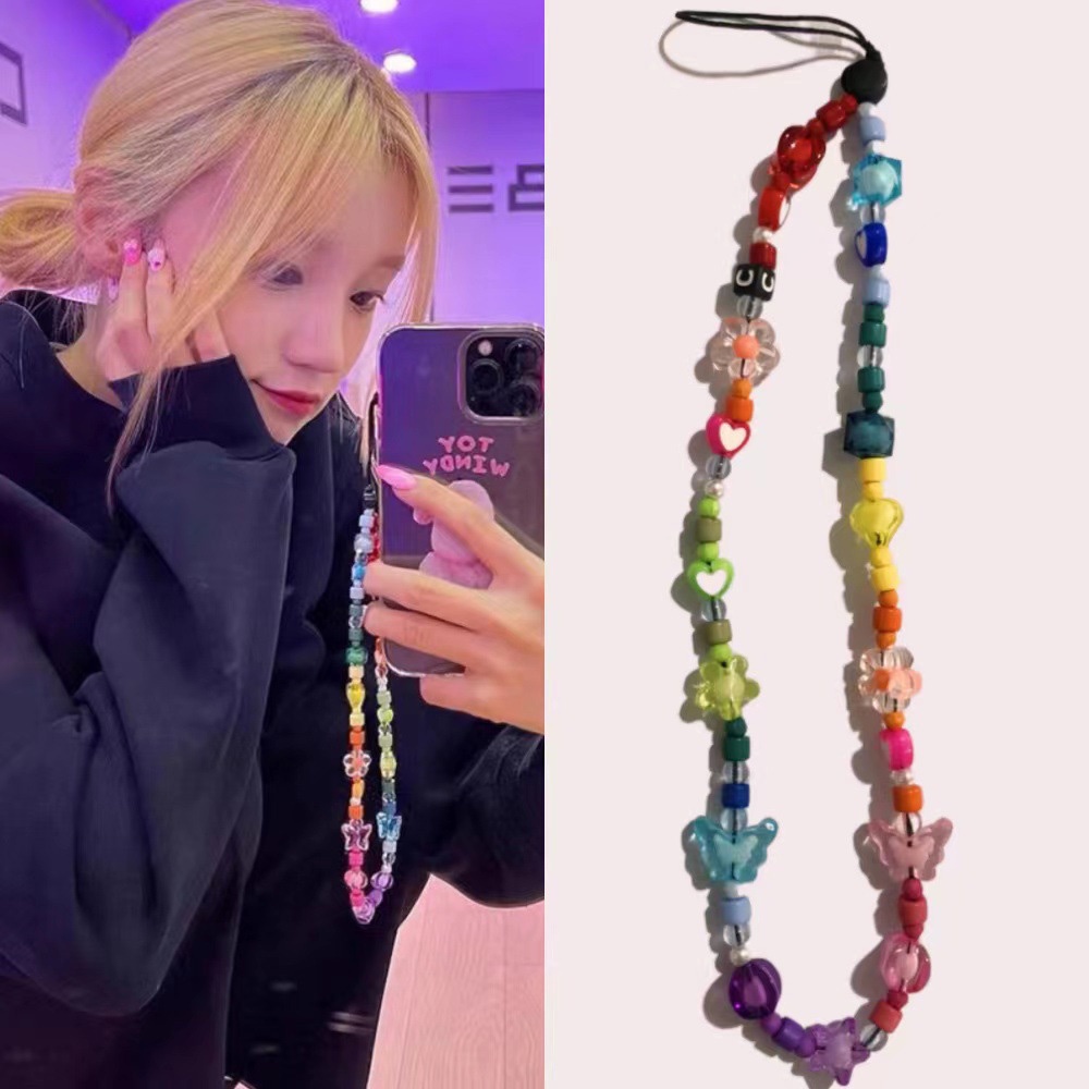 Rainbow Star Phone Hanging Strap Aksesoris Case Telepon Tali Gantung Diy Ccd Tali Gantung AirPods Earphone Case Tali Gantung