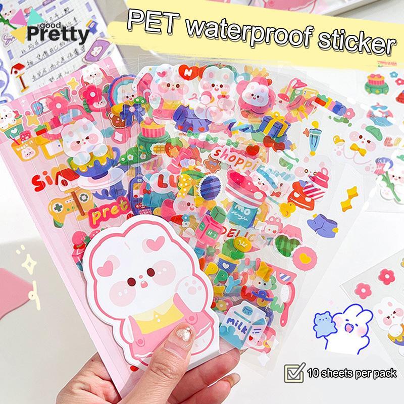 Stiker Scrapbook Lucu Kartun Kartun PET Tahan Air DIY Bahan Dekorasi Cangkir Air Stiker - PD