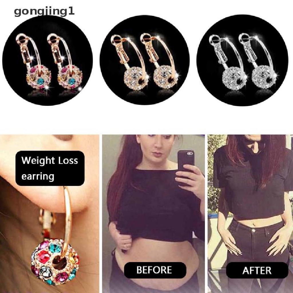 Ggg 1pasang Anting Pelangsing Magnetik Menurunkan Berat Badan Pijat Slim Ear Stud Patch Jewelry ID