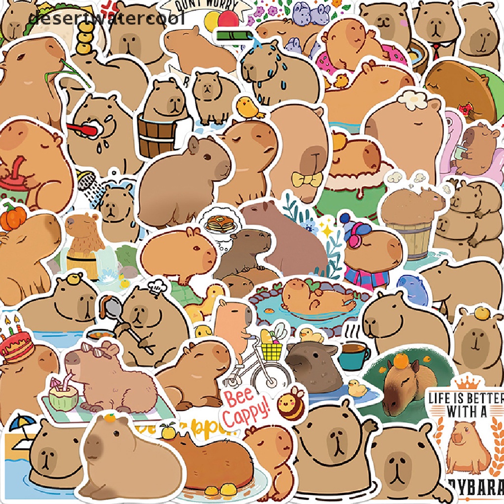 Deid 50Pcs Set Stiker Capybara Lucu Untuk Hadiah Laptop, Gitar, Scrapbook Dan Jurnal Martijn